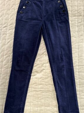 LOFT Navy Corduroy High-Rise Slim Pants with Gold Hardware